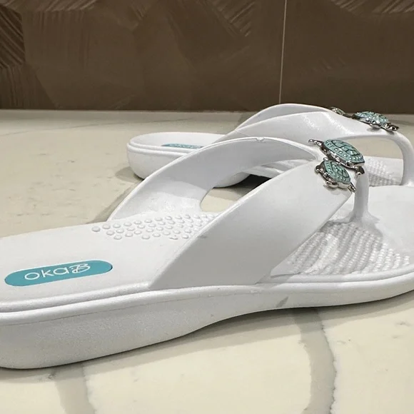 OKA b. White Sandals with Turtle Embellishments - Picture 4 of 12